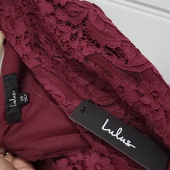 Lulus lace mini dress with back cut-out in burgundy Sz XS NWT - Picture 14 of 14